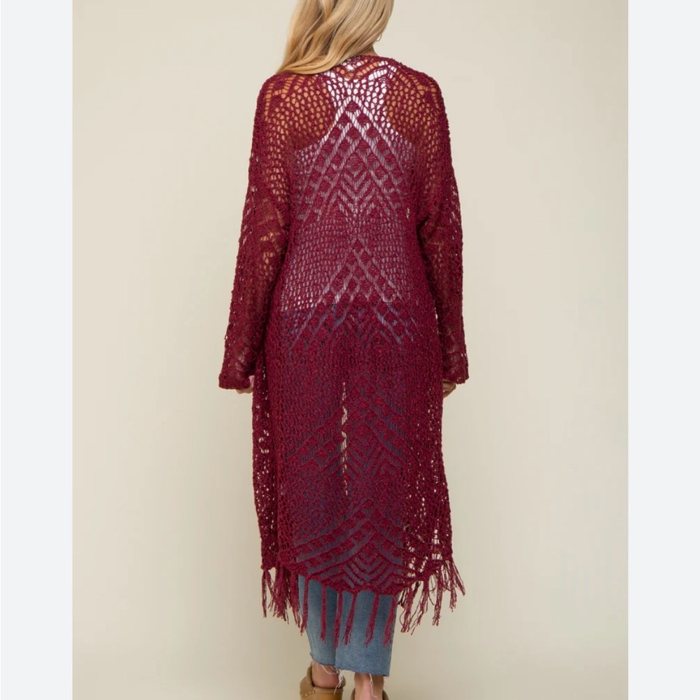 Hayden Crimson Crochet Cardigan